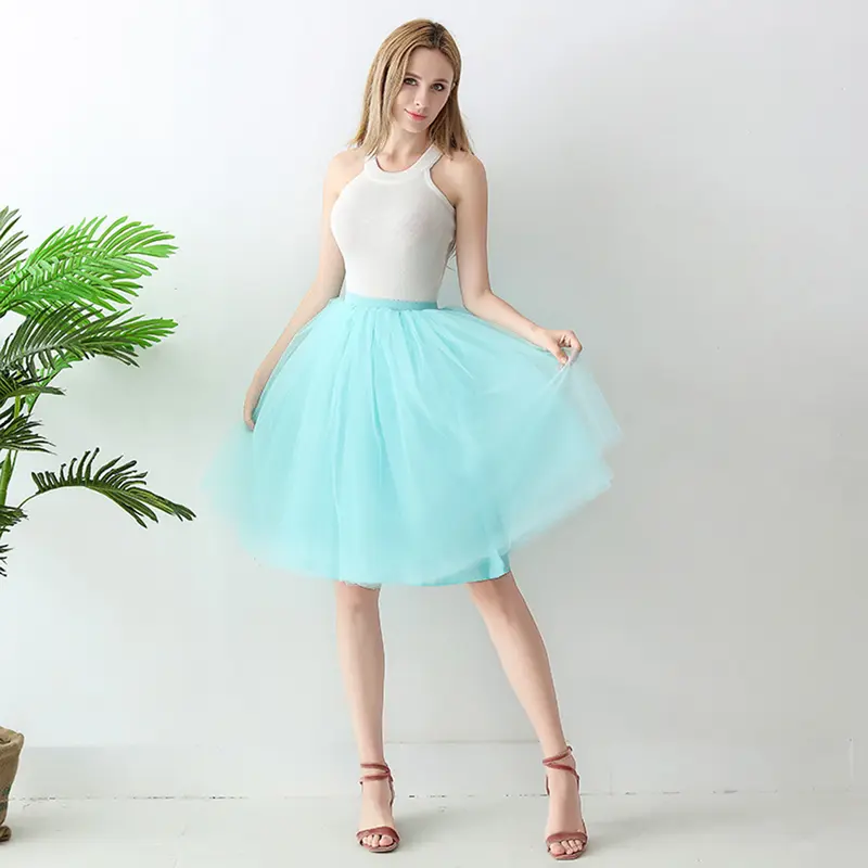 Váy Vải Tuyn Cho Nữ, Cạp Cao, Màu Trơn Nhẹ, Váy Tutu Sành Điệu, Màu Sắc Tươi Sáng, Thích Hợp Cho Mùa Hè 2