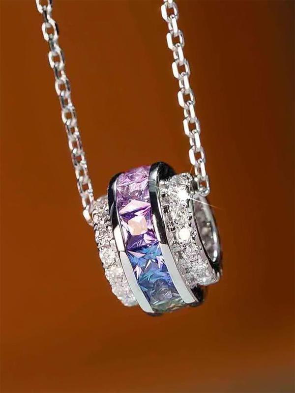 Artificial Zircon Decorated Pendant Necklace for Women, Elegant Jewelry for Party, Daily Clothing Decor, Trendy All-match & Exquisite Jewelry for Birthday Gift 2