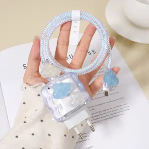 【COD】[Model Terbaru]Cute Charging Protection Set Desain Dekorasi 3D Kompatibel dengan IP 18 / 20W