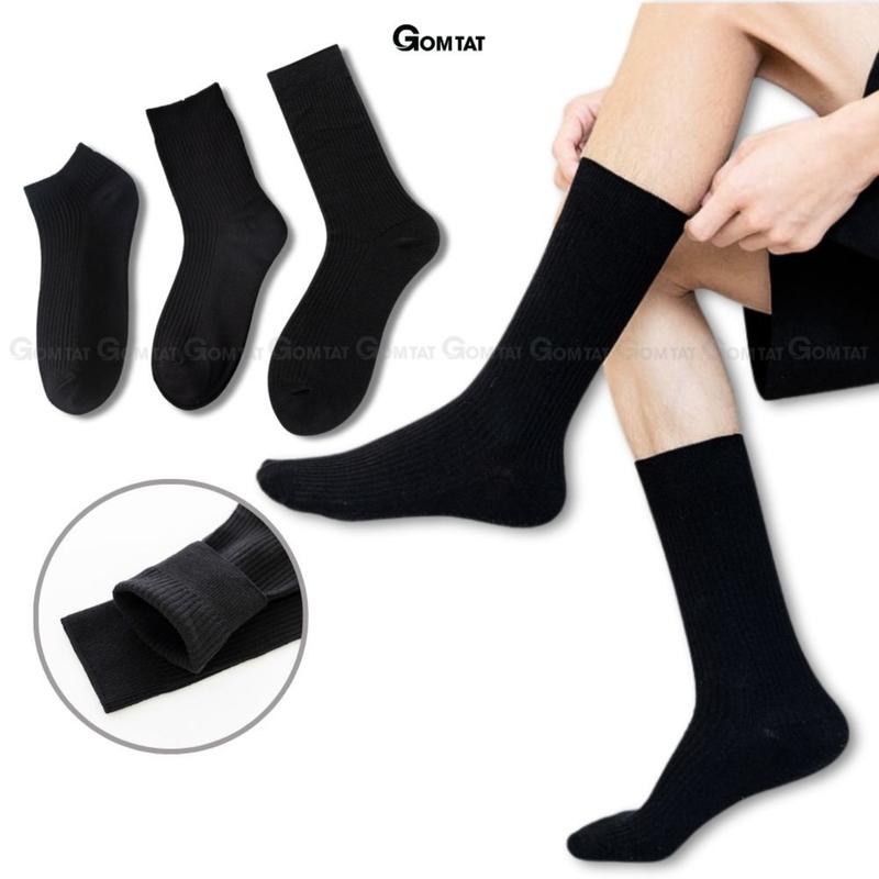 Tất đen trơn cổ ngắn, cổ trung, cổ cao nam nữ GOMTAT phong cách basic, chất liệu cotton thoáng mát - FIVE