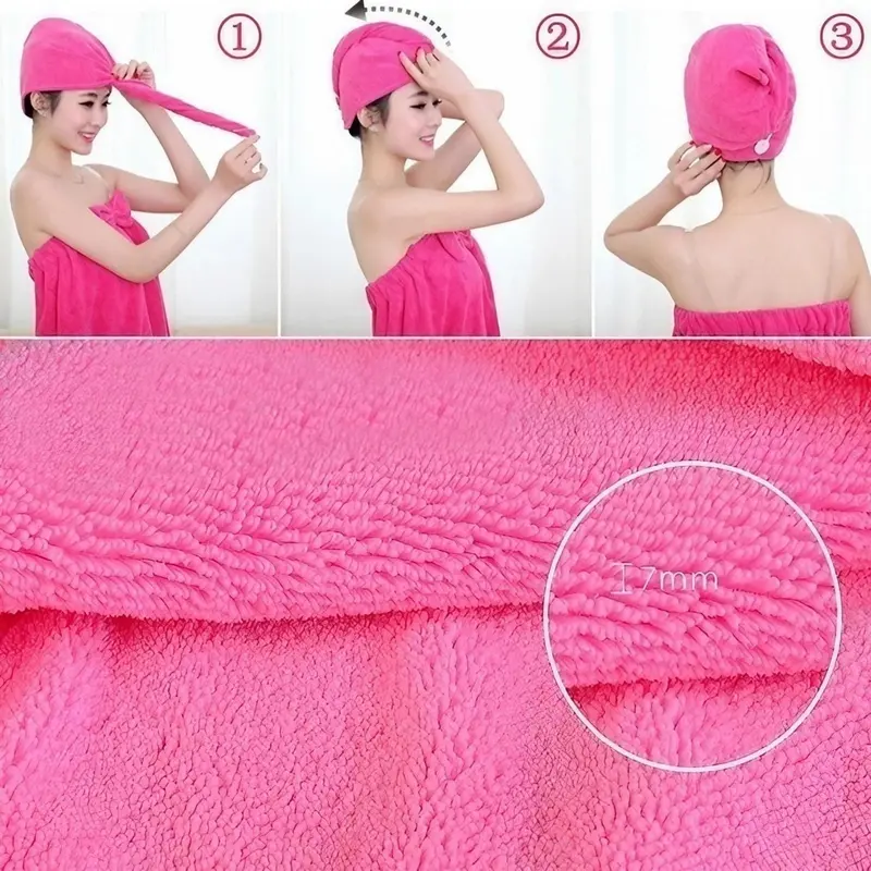 Coral Fleece Hair Drying Towel Wrap, Reusable Hair Turban Wrap, Soft Absorbent Quick Drying Hair Towel Wrap for Women & Girls 6