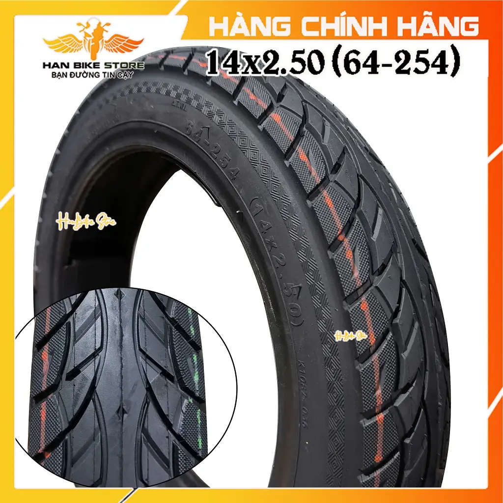 Vỏ Lốp Xe Điện 14x2.50 (64-254) TL Không Ruột Chính Hãng KENDA eBIKE
