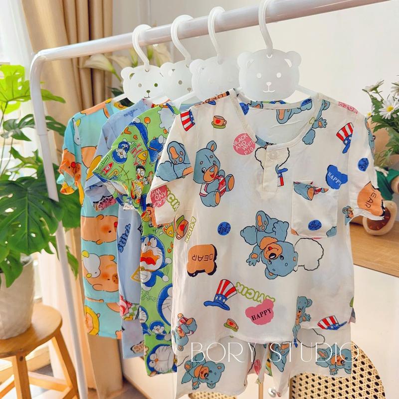 Đồ Bộ Bé Trai Tay Ngắn Quần Đùi Vải Tole Loại 1 Từ 7-38kg Mẫu Ngẫu Nhiên 0