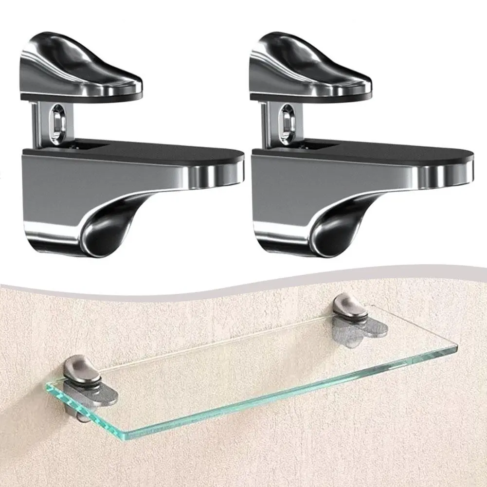 Adjustable Glass Shelf Brackets - Polished Chrome, Strong & Stylish Support!