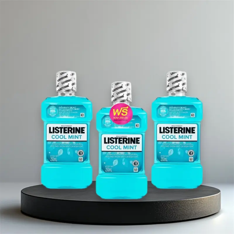 Combo 3 Chai Nước Súc Miệng Listerine Cool Mint 250ml Thái Lan - Tiêu diệt vi khuẩn, làm sạch răng 2