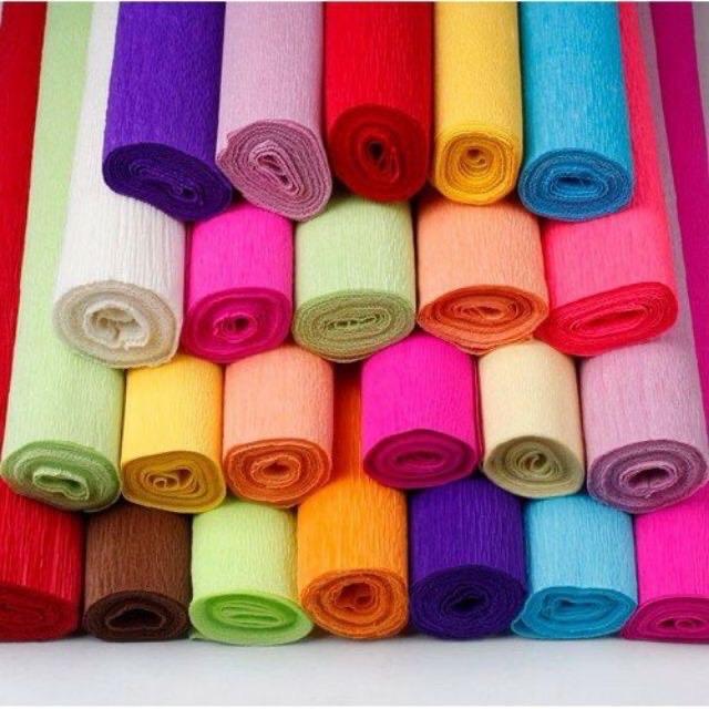  Cuộn Giấy Nhún Làm Hoa Đủ Màu - Giá Rẻ-khổ 50cm*2,5met 