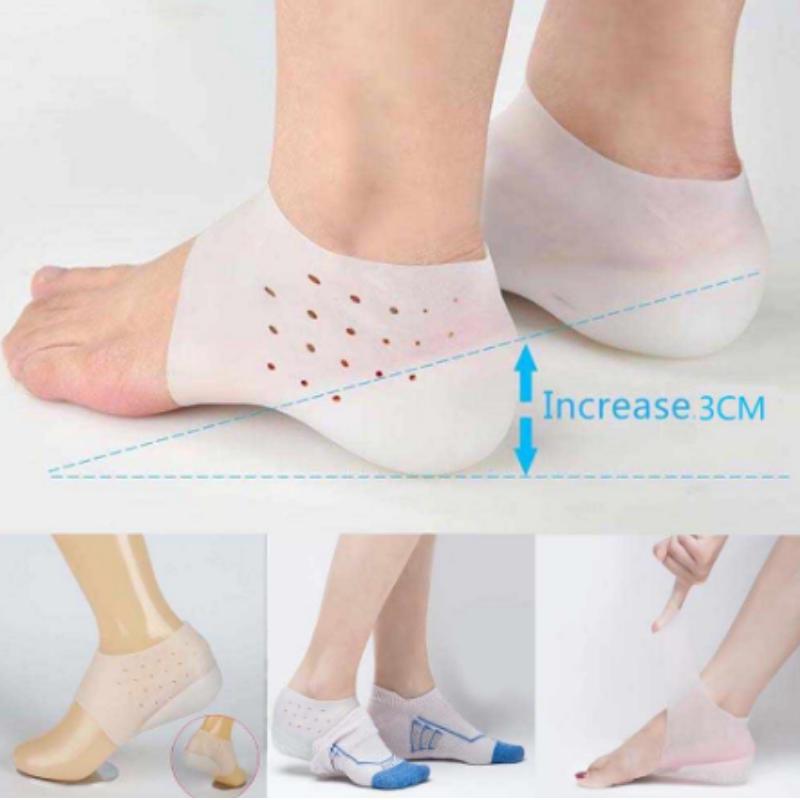 Cặp đệm gót chân tăng 3cm chiều cao silicon chống trượt| Tất độn gót chân tăng chiều cao của các siêu sao