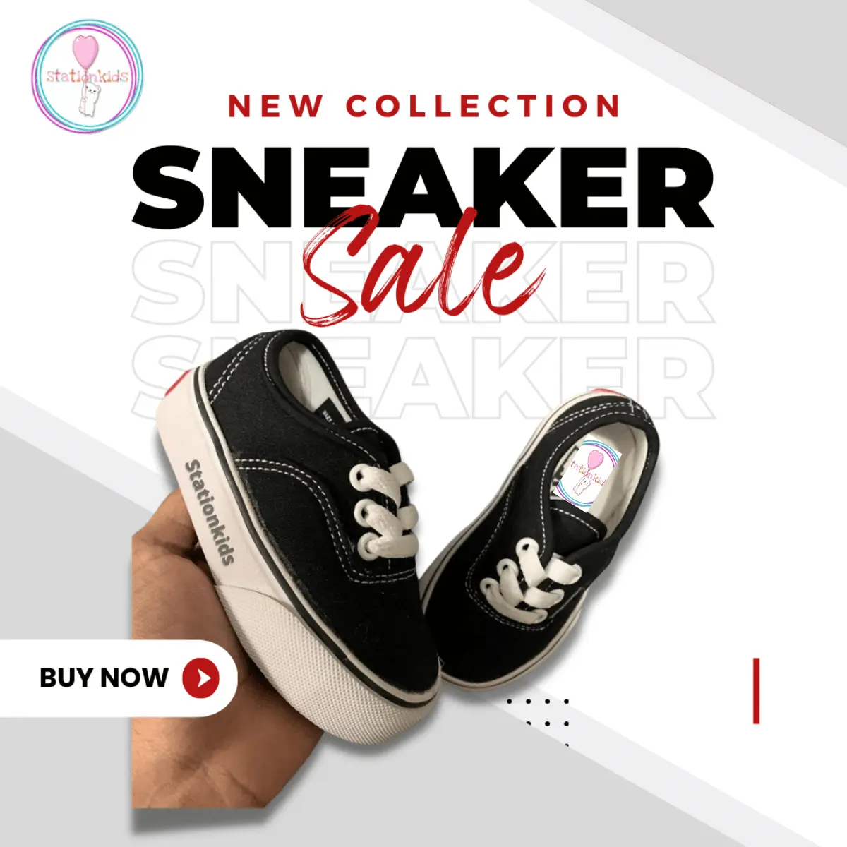 STKIDS Sepatu Anak Laki-laki Perempuan Hitam Putih Authentic VNS