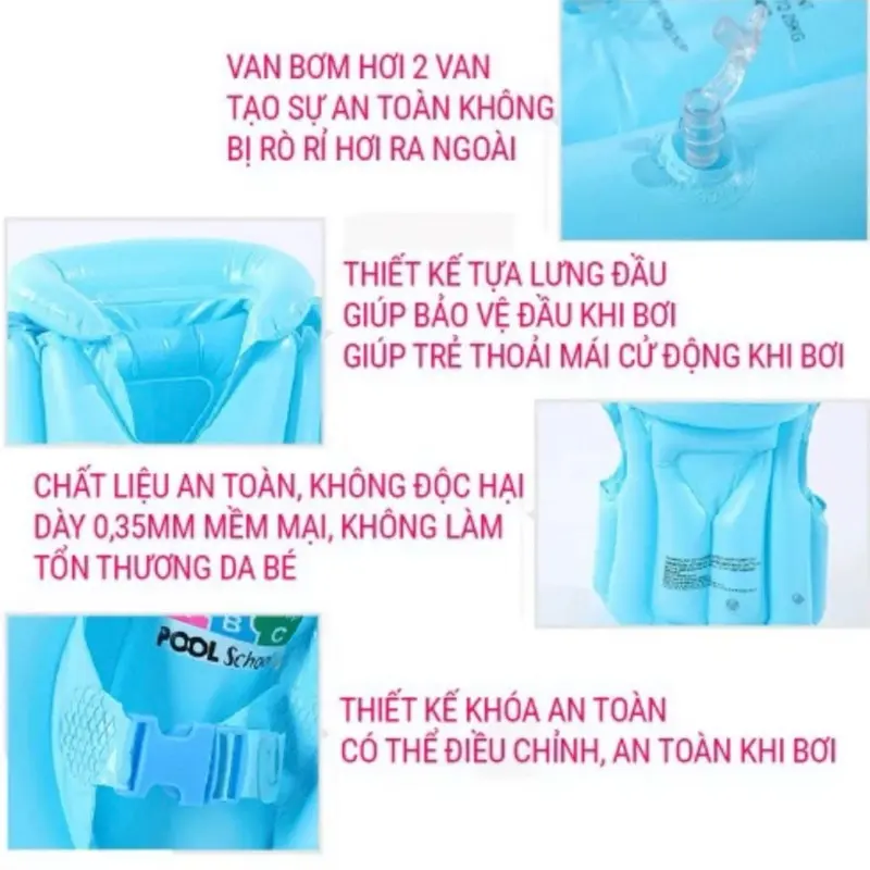 ￼Sỉ áo phao bơi cho bé 1-12 tuổi, áo phao bơi trẻ em màu xanh cho bé 8-35kg, phao bơi cho bé Nam 4
