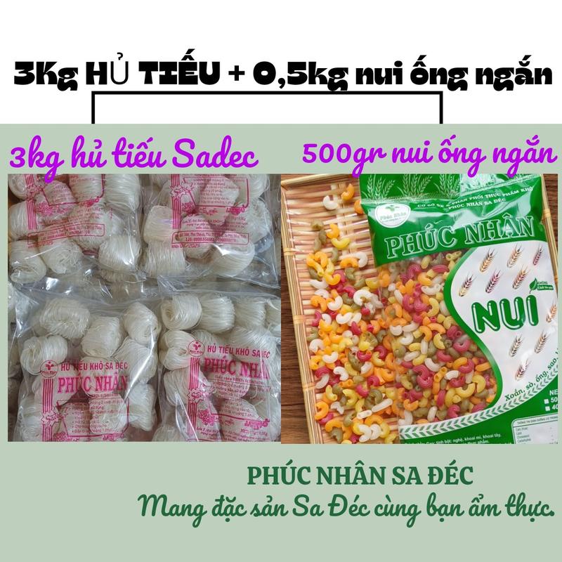 3KG HỦ TIẾU KHÔ Sadec +0,5KG NUI ỐNG NGẮN RAU CỦ. Tổng trọng lượng 3,5kg