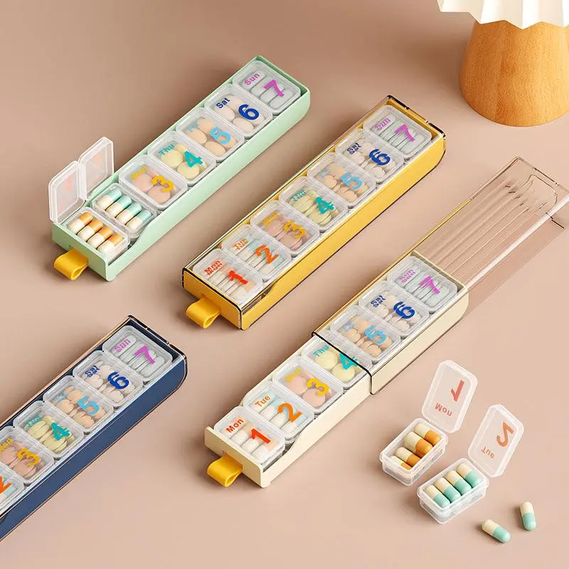 Portable Pill Storage Box, 1 Count Weekly Pill Organizer, Pill Storage Box for Home Office Travel, Home Organizer for Pill, Healthcare 2