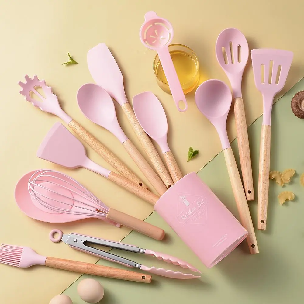 Silicone Cookware Set, 14pcs Kitchen Accessories Non-stick Cooking Utensils with Storage Box, Kitchen Tools, Cooking Accessories, Cooking Utensils