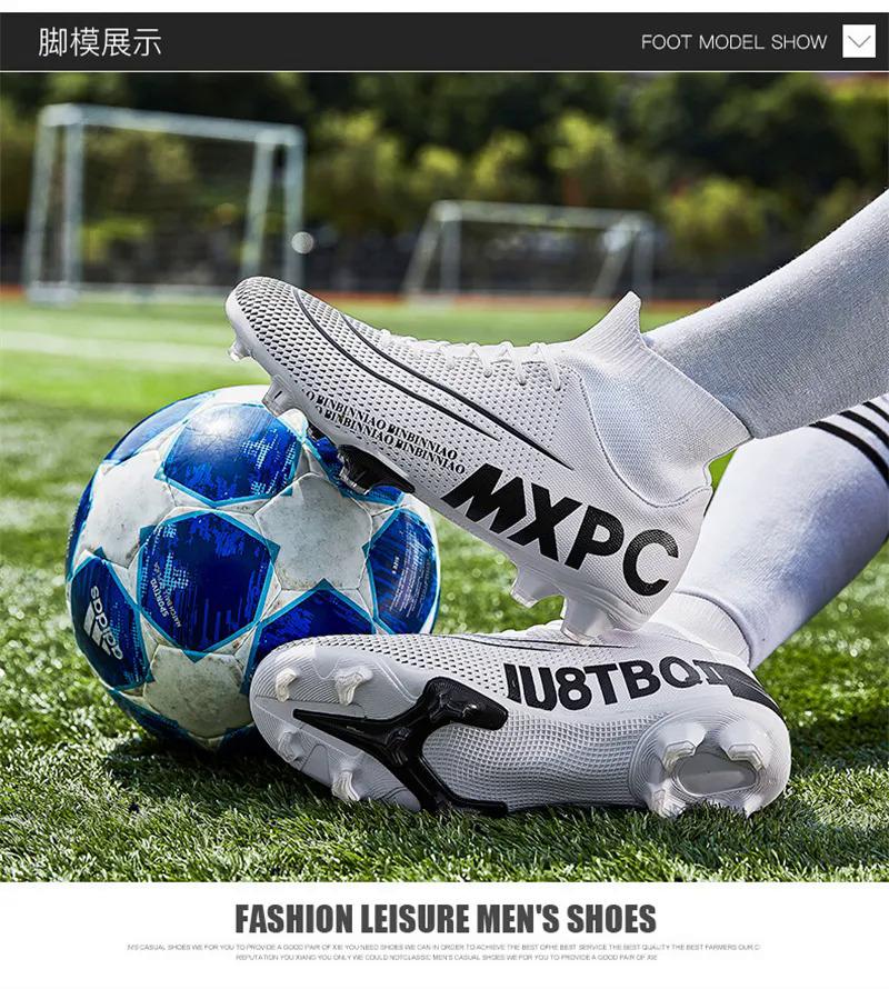 Product Introduction of 35-45 Futsal Shoes for Men Artificial Grass Soccer Shoes High Top Football Boots Kids Football Shoes Korean Style Cleats Shoes Specs Boys Outdoor Sports Shoes Big Size 34