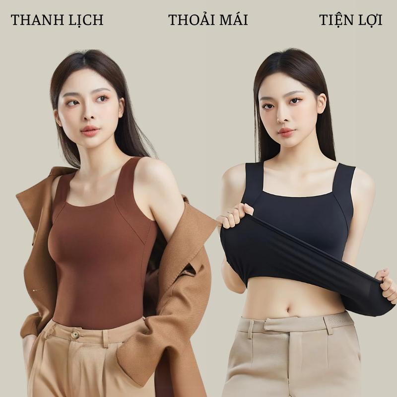 Áo Bra hai dây bản to chất su siêu mát có sẵn mút ngực dáng dài chiết eo tôn dáng gợi cảm dễ phối đồ T729 nữ