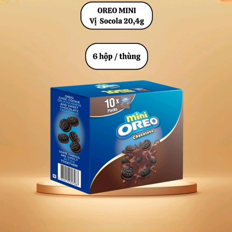 Bánh Oreo Mini Hộp 204 gram 10 gói hộp Snack Ăn Vặt Bánh Quy vị Sôcôla & Vani