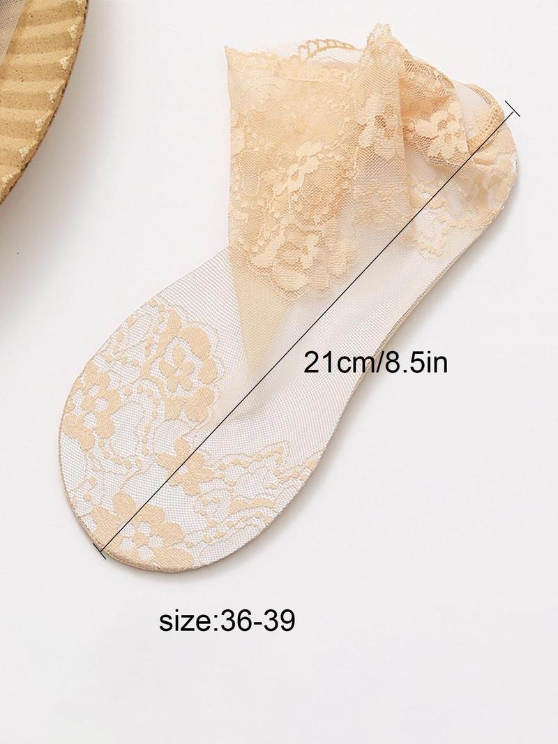 Product Introduction of Women's Floral Lace Scallop Ankle Socks, Soft Breathable Comfortable Socks, Ladies Sheer Socks for Summer 4