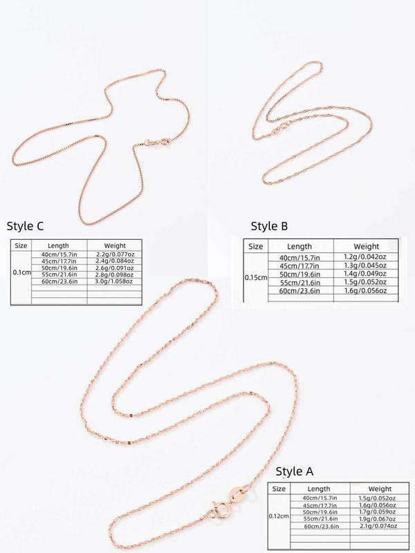 925 Sterling Silver Simple Chain Necklace, Minimalist Style Necklace, Fashion Jewelry Accessories for Women & Girls 1
