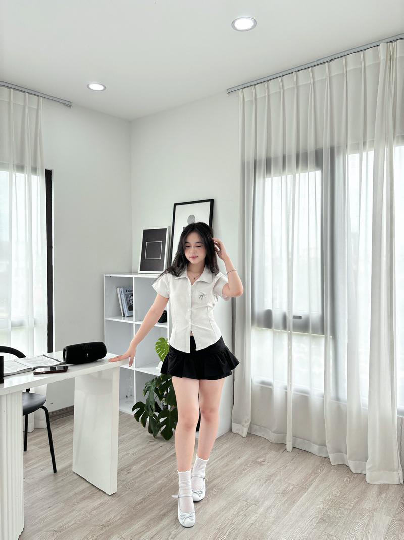 Product Introduction of Áo SƠ MI CHIẾT EO Buộc Nơ Có Túi Ngực Dành Cho Nữ Phong Cách Hàn Quốc - CE01 8