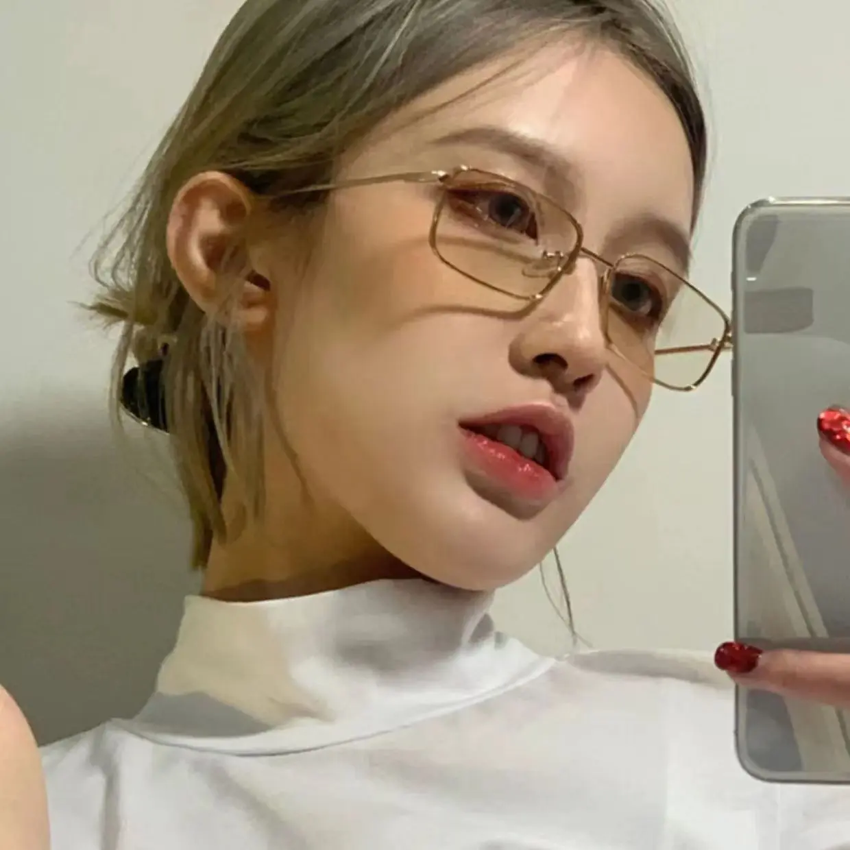 [wire frame glasses]Retro Gold Silk Glasses Women's Myopia Fit for Lenses Degree Rectangular Glasses Frame Plain Pure Desire Ins Small Frame