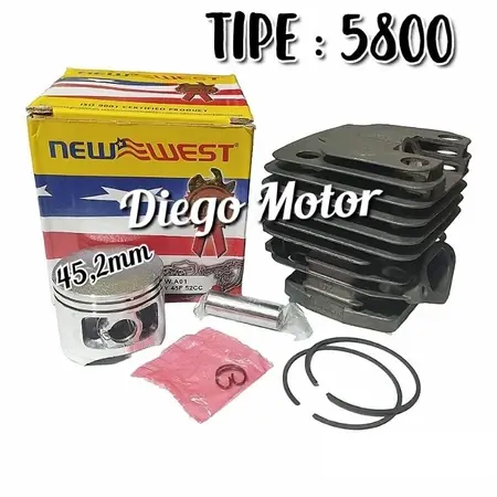 5800 Cylinder Blok Komplit Mesin Chainsaw Senso Kecil 58cc 45,2mm Newest 5800 Block SENSO Maestro 6500 Cylinder