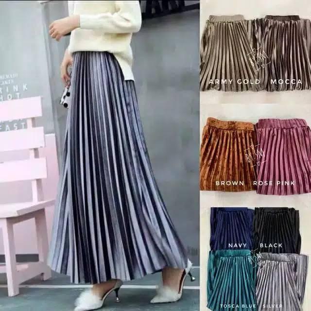 ROK PLISKET VELVET BLUDRU / ROK PLISKET BLUDRU PREMIUM PANJANG 4