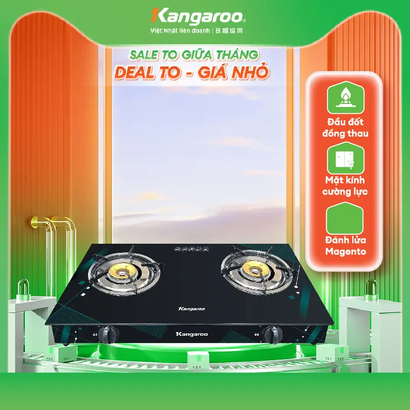 [ L ] [DEAL SIÊU SỐC ] Bếp ga dương mặt kính Kangaroo KGGS69G2E đầu đốt ĐỒNG tiết kiệm Gas, kiềng bếp tháo rời dễ dàng. 3