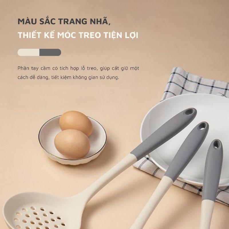 Bộ dụng cụ nhà bếp, vá nấu ăn bằng silicon 5 món chịu nhiệt độ cao 2