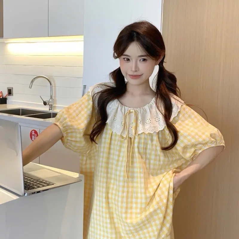 Set đồ thô cao cấp Julia - Họa tiết caro cổ điển - Form dáng rộng rãi, thoáng mát, phù hợp từ mặc nhà đến đi chơi -6193