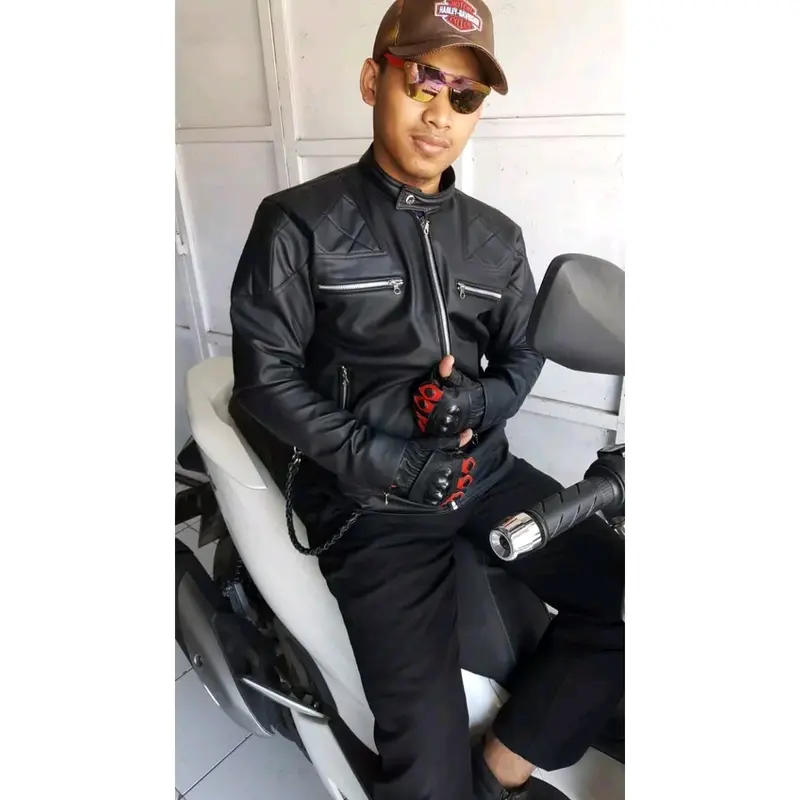Jaket kulit pria hitam/coklat model terbaru bisa COD 1