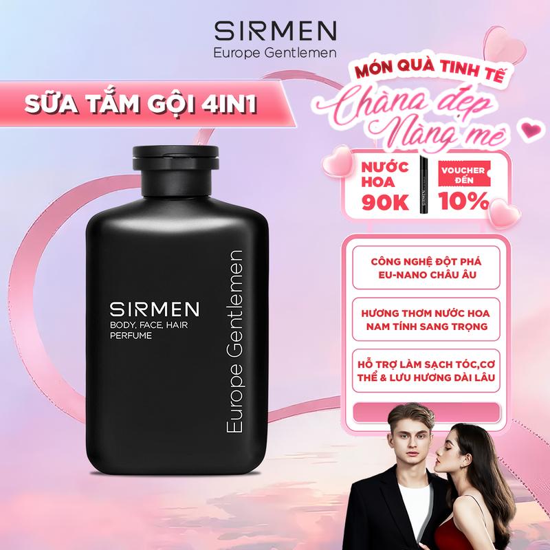 Sữa tắm gội nam 4 in 1 hương nước hoa châu Âu SIRMEN Europe Gentlemen 350g công nghệ EU-Nano