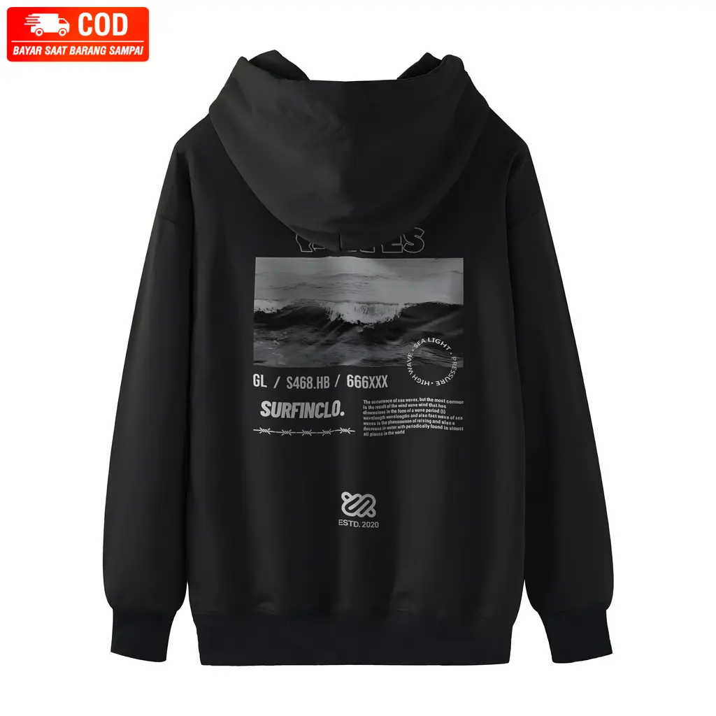 [PROMO] [COD] Hoodie Oversize - Hoodie Unisex - Surfinclo Hoodie Jumper Waves Bahan Katun Fleece