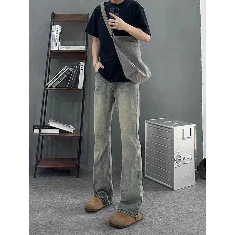 Quần Jean Xanh Cổ Điển Mỹ, Dành Cho Nam Giới, Mỏng Mùa Hè, Quần Cực Dài Cao, Dáng Ôm, Bó Sát Và Thẳng, Quần Bootcut