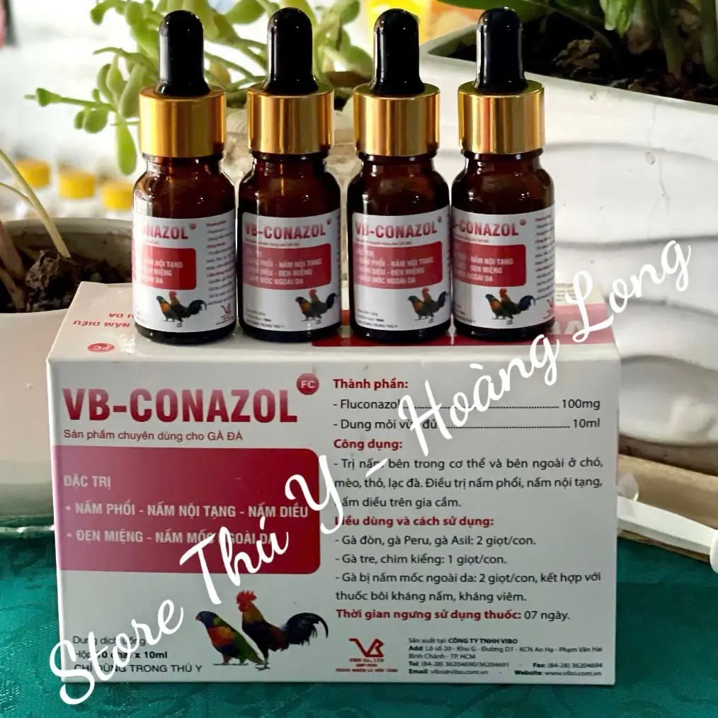 VB-CONAZOL là sản phẩm được sử dụng để hỗ trợ kiểm soát các bệnh nấm cho gà, bao gồm nấm họng và nấm nội tạng.