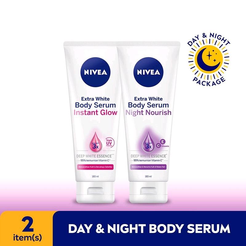 PAKET SIANG MALAM Nivea Body serum instant glow + Night Nourish 180ml 0