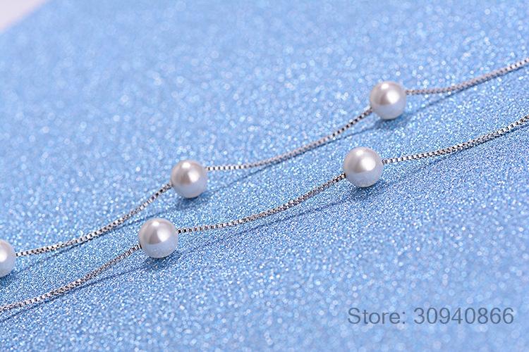 Product Introduction of 925 Sterling Silver Jewelry Japan and South Korea Short Pearl Sweater Necklace Women Fashion Simple and Versatile 5