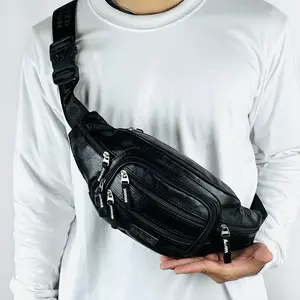 Waistbag Kulit PU Leather Original ADVENTURE Prostar 7 Ruang Tas Pinggang dan Tas Selempang Pria