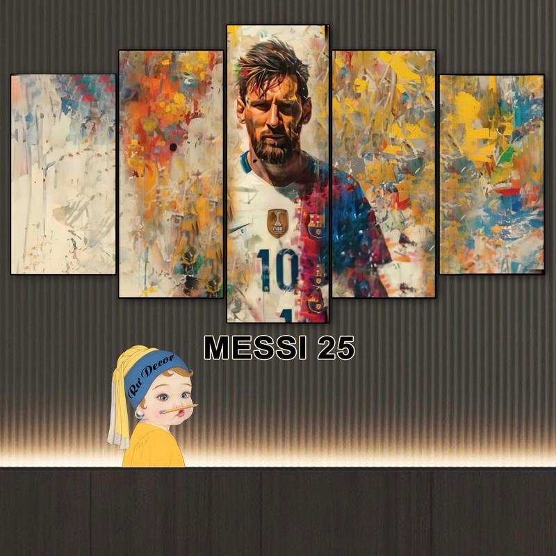 Tranh Bộ 5 Tấm Messi Cầu Thủ Bóng Đá Dán Tường Nhựa Fomex 5mm Decor Phòng Trang Trí Nhà Cửa Dán Sẵn Keo Chuyên Dụng BH Vận Chuyển