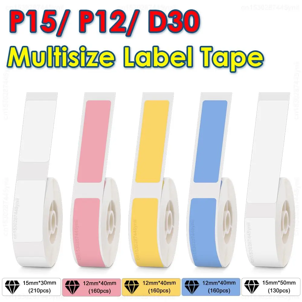 P15 White Label Tape Transparent P15 P12 Adhesive Label Paper Sticker for P15 P12 Marklife P15 P11 L12 DELI Q2 Label Printer
