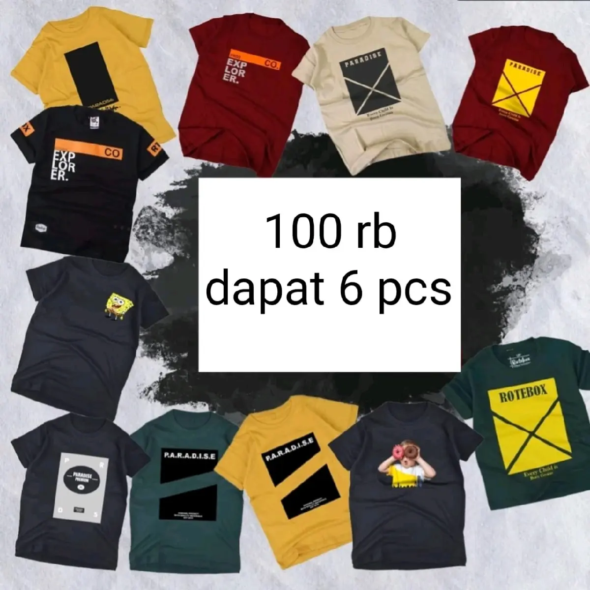 paket kaos anak laki laki 100rb 6 pcs