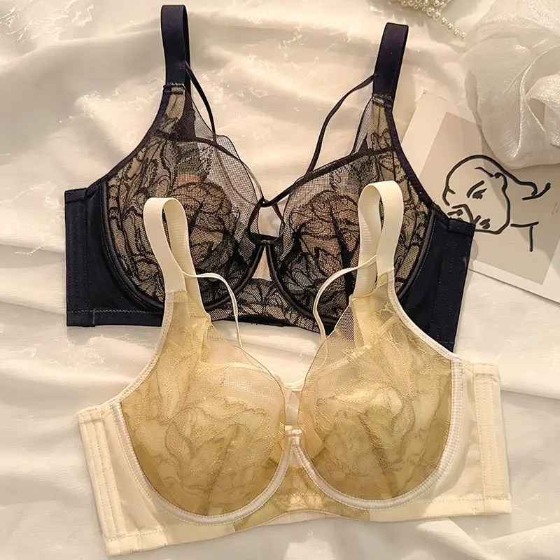 34-42BCD Large Size Underwear Women's Thin Soft Wire Lace Bra Adjustable Bra