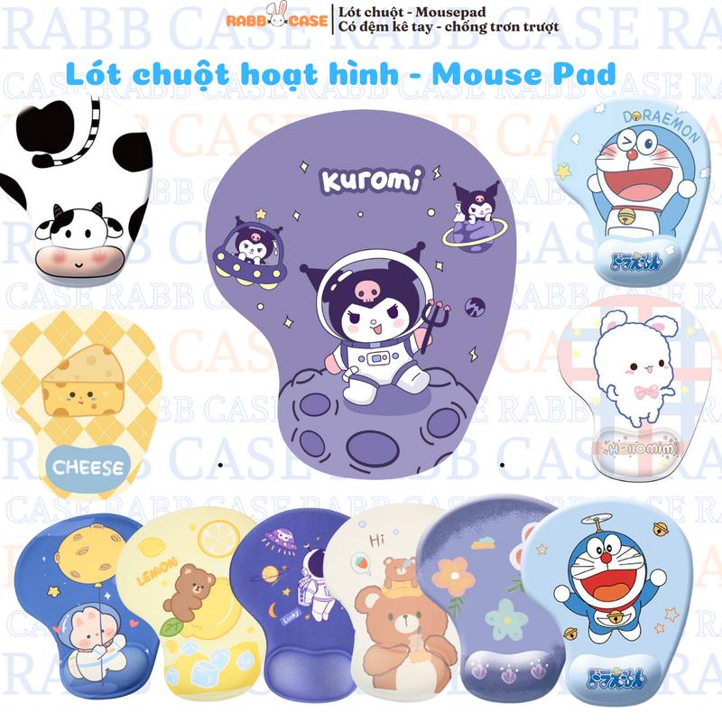 Miếng lót chuột silicone chống trơn trượt, hoạt hình cute cực xinh có đệm kê tay hỗ trợ làm việc, học tập, chơi game