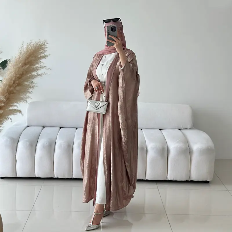 2025 Muslim clothing fashion stitching Dubai Turkish elegant robe open  abayas 1