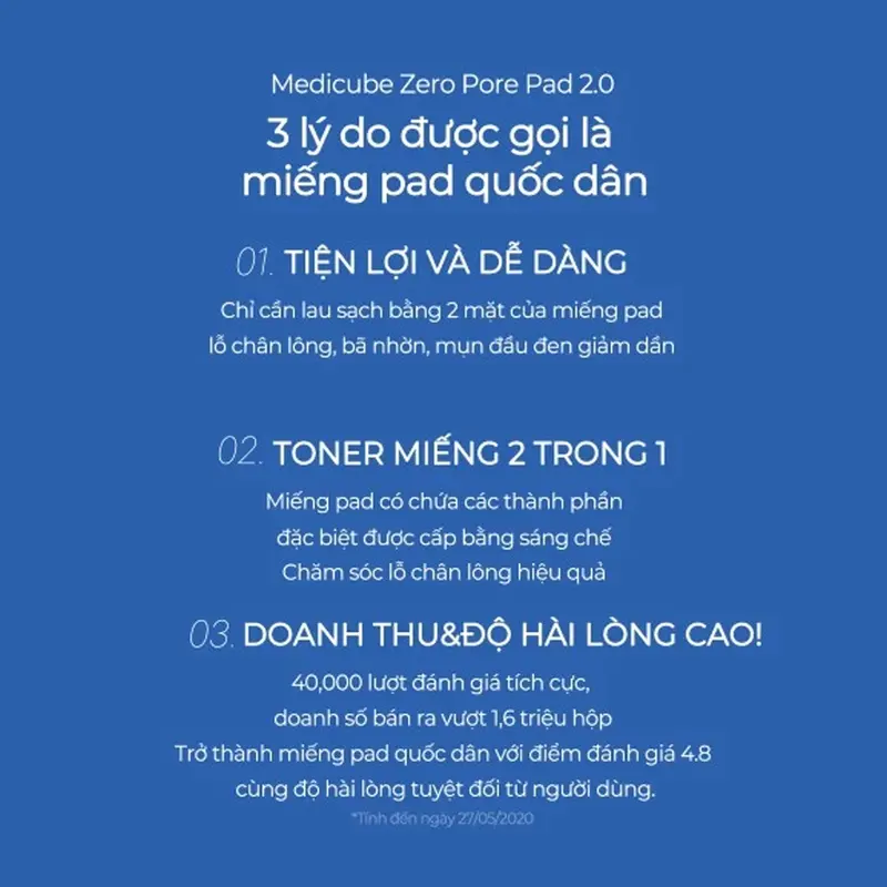 Toner miếng không lỗ chân lông MEDICUBE ZERO PORE PAD 2.0 3