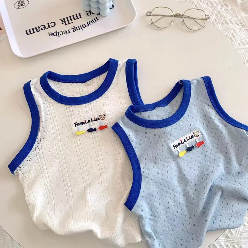 . Áo Vest Bé Trai, Phong Cách Nhật Bản, Hàng Mới Về, Dành Cho Trẻ Em, Lưới Và Thoáng Khí, Áo Không Tay Mềm Mại, Được Làm Bằng Cotton Nguyên Chất, Quần Áo Trẻ Em Mỏng, Hợp Xu hướng, Thích Hợp Cho Bé