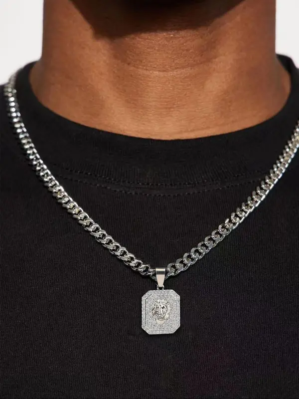 Men's Lion Design Pendant Necklace, Stainless Steel Jewelry for Party, Daily Clothing Decor, Trendy All-match & Exquisite Jewelry for Birthday Gift 0