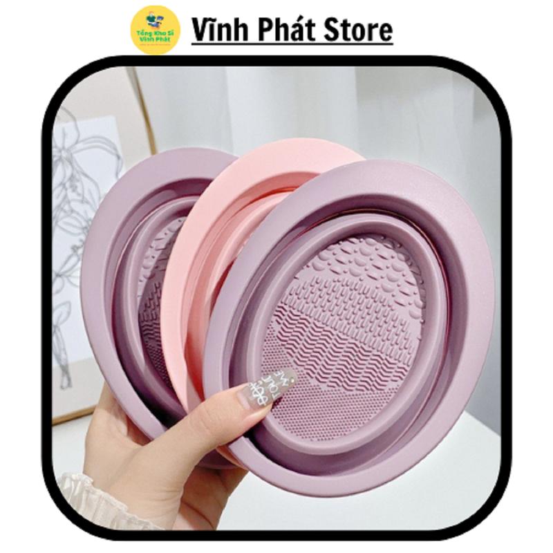  Chậu Rửa Silicon Gấp Gọn Tiện Lợi Vệ Sinh Cọ Trang Điểm cosmetic Mút Bông Mỹ Phẩm Đánh Phấn Siêu Sạch cho Nữ 88826 