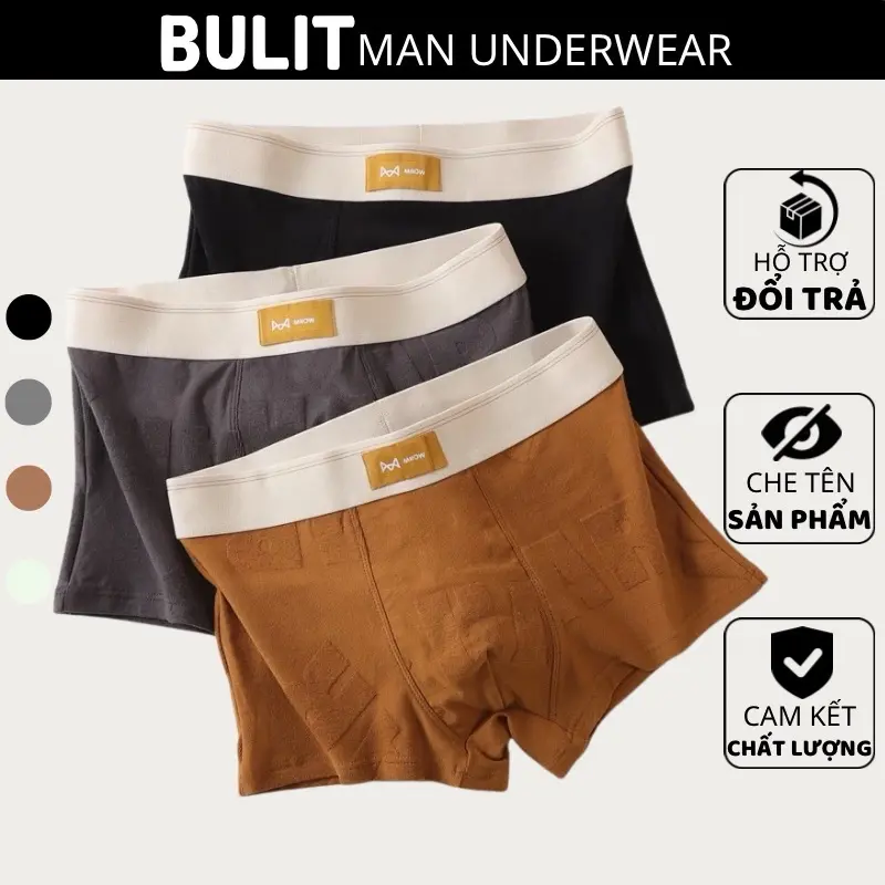 Quần boxer nam,quần sịp nam vải cotton mềm chữ thêu nổi thời trang