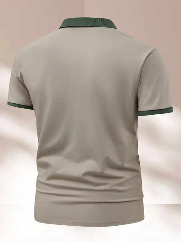 Men's Regular Fit Colorblock Short Sleeve Polo Shirt, Casual Graphic Half Placket Button Front Top for Summer, Fashion Men's Clothes for Daily Wear, Menswear 6