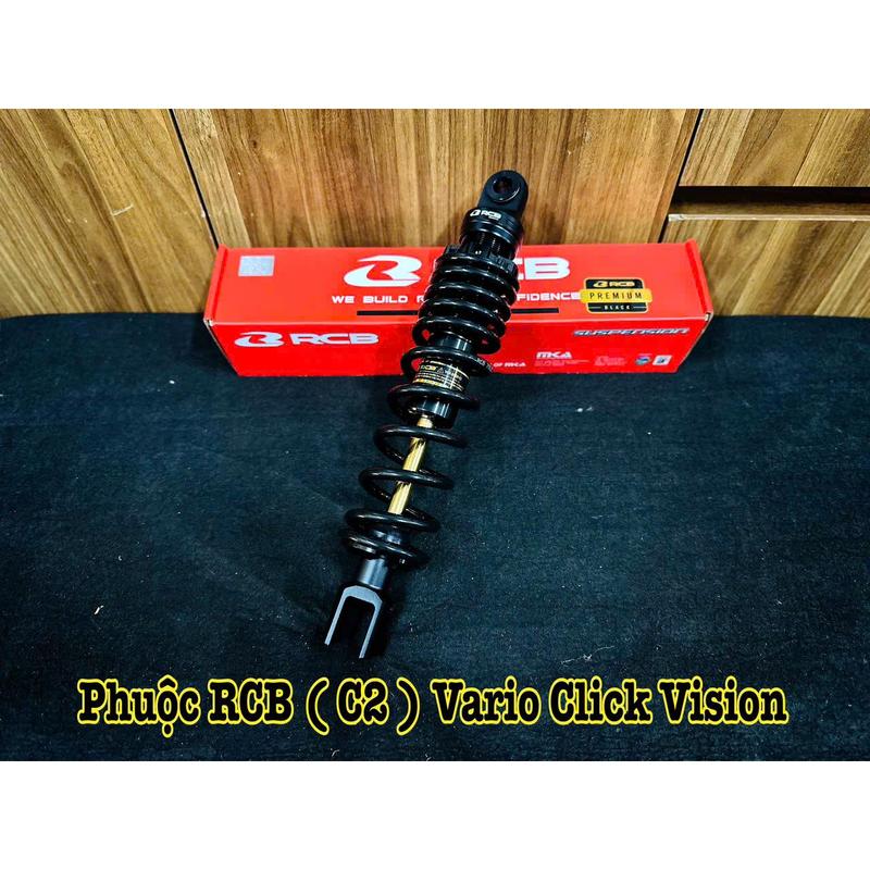Phuộc RCB VARIO / Vision / Click / LEAD / Sh MODE  Không Bình Dầu ( Mẫu C2 Đen Ty Vàng Size 330MM )