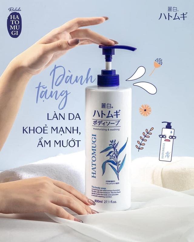 Sữa tắm Hatomugi Moisturizing Washing dưỡng ẩm trắng da Nhật Bản chai 800ml 2